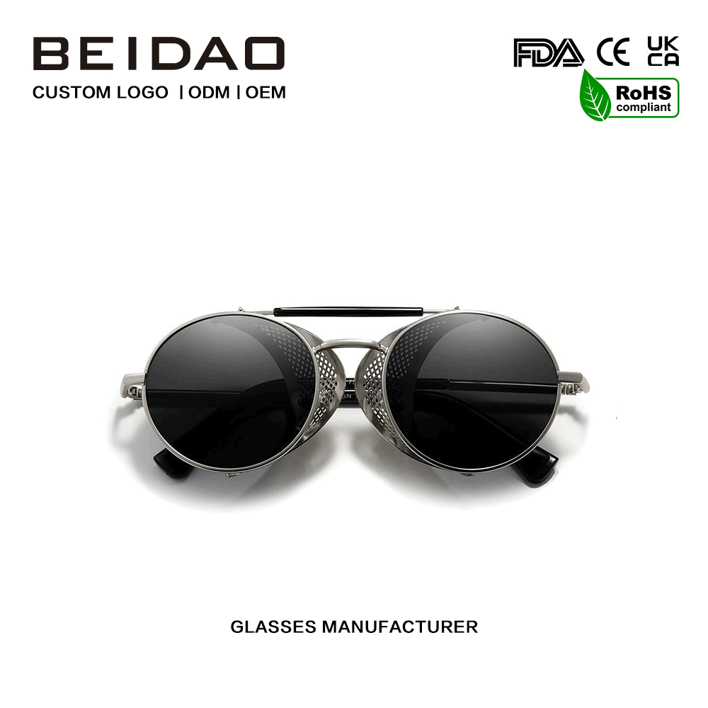 Designer UV400 beskyttelse Round Alloy Frame Cross-border Glass