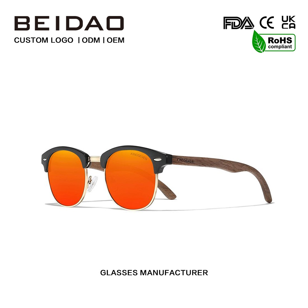 Briller Menn Håndlagde Polarized Walnut Tre Solbriller